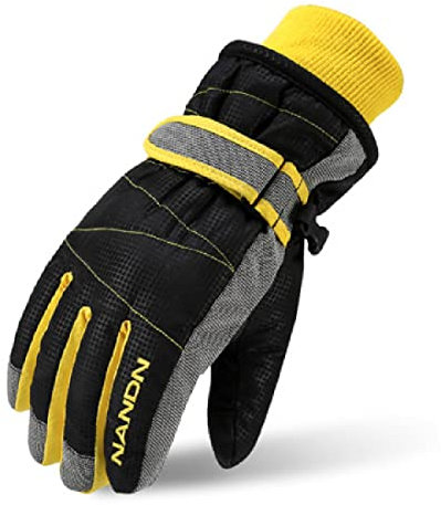 TRIWONDER Kinder Thermo-Fleece Skihandschuhe wasserdichte Snowboard Handschuhe für Jungen Mädchen (Schwarz, M (8-10 Jahre))