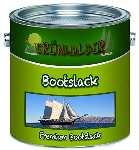 Grünwalder Bootslack für Holz und Metall premium Yachtlack Polyurethanlack verstärkte Bootsfarbe Parkettlack (1 L, Lichtgrau (RAL 7035))