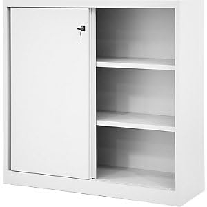 Bisley LIGHT Schiebetürenschrank ECO, 3 Ordnerhöhen, verkehrsweiß