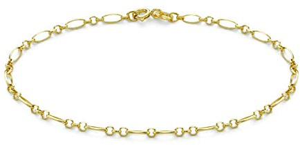 CARISSIMA Damen-Armband Figaro-Erbskette Gelbgold diamantiert 9kt 2,5mm 19cm