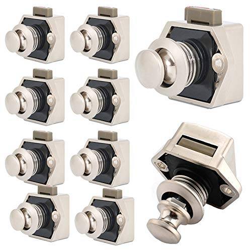 10PCS Pulsante di Chiusura a Pressione Serratura Push Button Catch Door Lock, per Porte Armadietti Mobili Barca Camper Yacht Caravan, in Metallo Scatto Van RV