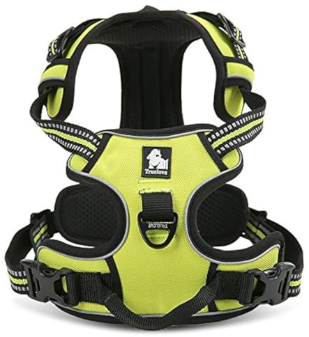 WINHYEPET True Love Hundsele antidragkraft justerbar reflekterande hundsele, säker vadderad sele, medium och stor hundsele, TLH5651(fluorescerande gul, L)