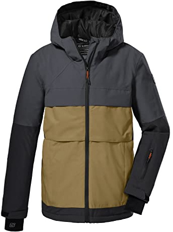 Killtec Skidjacka för pojkar och funktionell jacka med huva och snöfall KSW 180 BYS SKI JCKT, antracit, 128, 38785-000