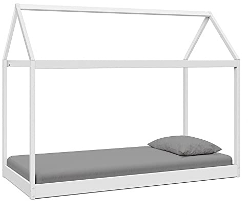 Home Detail Taylor Wooden Kids House Bed, Single Size, White