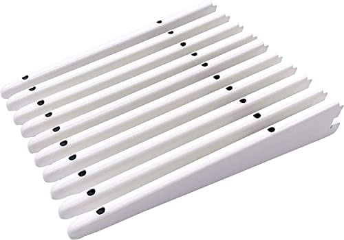 Twin Slot Shelving White Or Chrome Uprights, Brackets Adjustable Strong Rack Wall Shelf Pack of 10 (WHITE, 27CM OR 270MM)