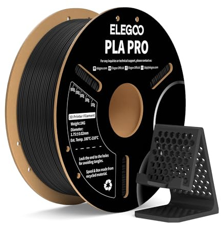 ELEGOO PLA PRO Filament 1.75mm Black 1KG, Easy to Print Neatly Wound 3D Printer Filament Dimensional Accuracy +/- 0.02mm, 1kg Spool (2.2lbs) Fits for Most FDM 3D Printers