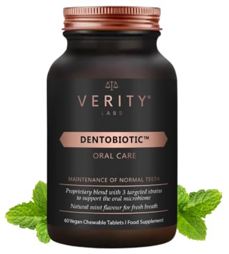 DENTOBIOTIC Dental Probiotics for Mouth Microbiome, Glass Bottle | 60 Tablets Oral Probiotics for Children & Adults - Cavity Prevention, Gum Disease, S. Salivarius, Dental Hygiene | Made in UK