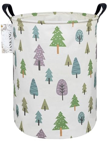FANKANG Laundry Hamper Storage Bins Nursery Hamper Canvas Foldable with Waterproof PE Coating Storage Baskets for Kids Toys Room, Nursery, Home,Gift Basket, Office, Bedroom, Clothes(Color Pine Trees)