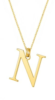 Collana in Oro 9kt con Ciondolo con Lettera (Lettera N)