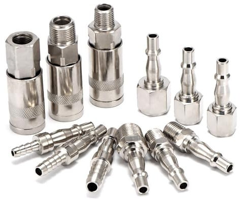 12 Pc Air Hose Kit 1/4 in 3/8 BSP - Quick Release Fittings & Couplings Male/Female Thread