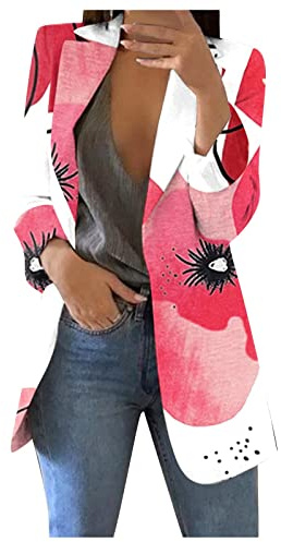 SCBFDI Veste Fleurie Femme Tailleur Femme pour Mariage Blazer Femme Beige Veste Tailleur Femme Chic Blazer Femme Chic et Elegant Tailleur Femme Chic Veste Femme Chic Veste Printemps Rouge Xl
