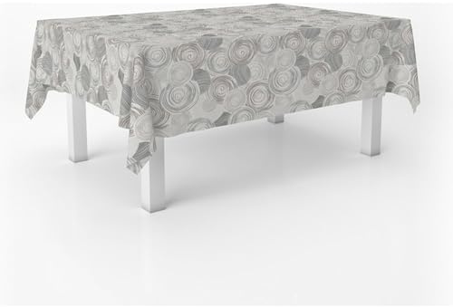 ECOMMERC3 | Mantel Hule Mesa Rectangular Tamaño 100x140 cm - Estilo, Durabilidad y Fácil Limpieza para tu Mesa - Mantel Hule Antimanchas e Impermeable - Circle Gris