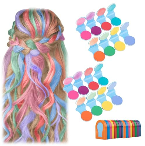 Tinte de tiza para el cabello 2024, tizas temporales para el cabello para niñas, tinte en polvo portátil, 8 colores, accesorios de peinado para el cabello, no pegajoso, para niños, mujeres (paquete de