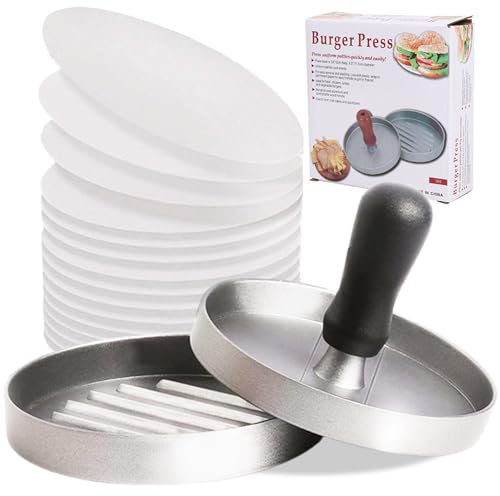 ZASHMART Burger Press with 100 Wax Papers, Non Sticker Smash Burger Press Made 0f Aluminum, Multipurpose Burger Smasher, Hamburger Press, Steak Press, Meat Press, Patty Smasher, Grill Press.