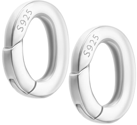 2 Stück Ovaler Verschluss Karabiner Silber Schmuckverschluss DIY Armband Universal Schnalle Federschmuckverschluss Verbinder Federringverschluss für die Schmuckverbindung Kettenverschluss