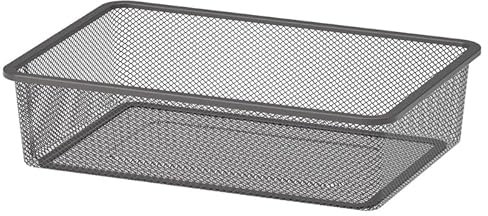 Luckora Large Mesh Storage Basket – 42x30x10 cm, Sturdy Metal Organizer Box for Home, Office, Shelves, Drawers (Dark grey)