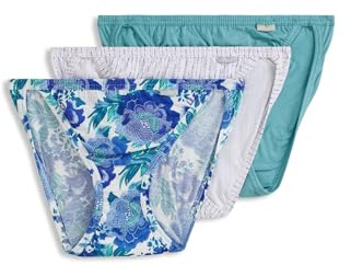 Jockey Women's Underwear Elance String Bikini - 3 Pack, Cove/Rain Stripe/Luscious Blue Bloom, 6