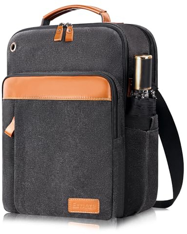 Estarer Messenger Bag for Men 13-13.3inch Canvas Shoulder Bag Small, Water-Resistant Casual Crossbody Satchel, Dark Gray