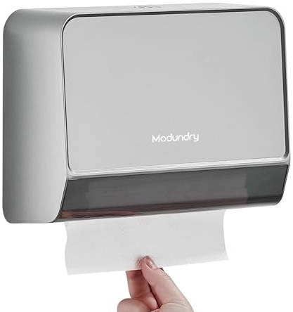 Modundry Dispensador de Toallas de Papel, Dispensador Papel Secamanos en Pared Comercial, Dispensador de Papel de Manos para Baño, hasta 200+ Toallitas, Plata