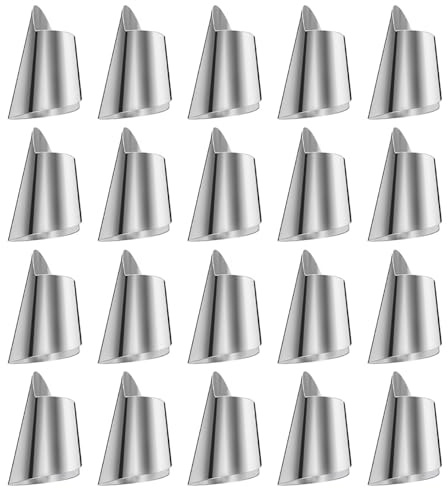 TOVINANNA 20 Protectores de Dedos de Acero Inoxidable para Cocina Funda Protectora Grande para Cortar y Pelar Verduras Herramienta Segura para Uñas 20 Piezas para Uso en Hogar y Camping