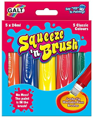 Galt Toys, Squeeze 'n Brush - Five Classic Colours, Brush Tipped Paint Pens, Ages 3 Years Plus