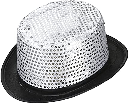 W WIDMANN MILANO Party Fashion 0444Y - Zylinderhut mit Pailletten, silber, One Size, für Erwachsene, Silvester, Mottoparty