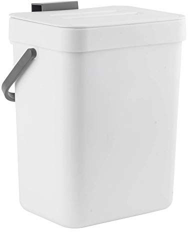 LALASTAR Mini Desktop Trash Can with Lid, Small Countertop Garbage Can, Plastic Tiny Tabletop Wastebasket for Office/Kitchen/Coffee Table, 3L/0.8 Gal, White