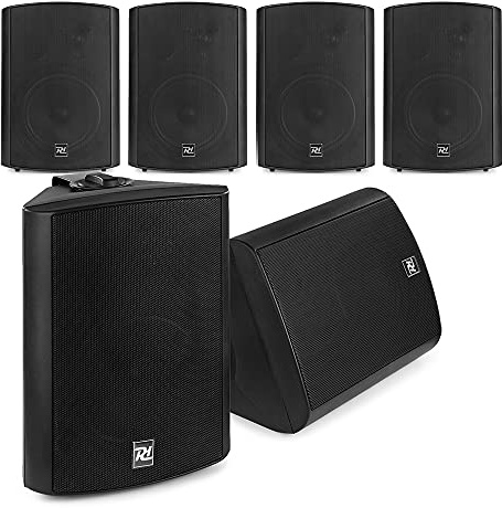 Power Dynamics Wall Mounted Audio System, 6x DS50AB Black Bluetooth Active Speakers, Multi Room Background Music for Shop, Office, Restaurant & Commercial Installations