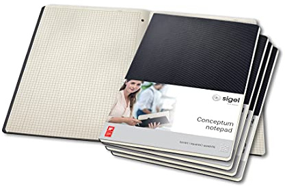 SIGEL CO800 Notizblock A4 kariert, 60 Blatt, Conceptum - 5er Pack