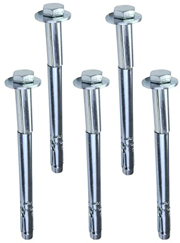 AERZETIX - C53983 – 5x Goujon d’ancrage chevilles à douille pour béton avec boulon à tête hexagonal et rondelle - Ø8mmx110mm M6 - en acier zingué