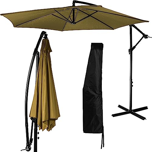 STILISTA Ampelschirm 300 cm mit Kurbelvorrichtung, inklusive Abdeckung, khaki/braun