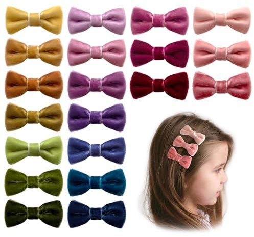 Pinzas de terciopelo para el pelo de bebé, 20 piezas de mini moños, horquillas para el pelo totalmente forradas, accesorios para el cabello fino de bebé y niña Cherssy