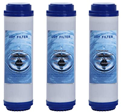 HUINING UDF (GAC Carbon) 10 pouces avec trois filtres à charbon activé de particules de 25,4 x 6,3 cm pour tous les systèmes d'osmose inversée domestiques (UDF-3pcs)