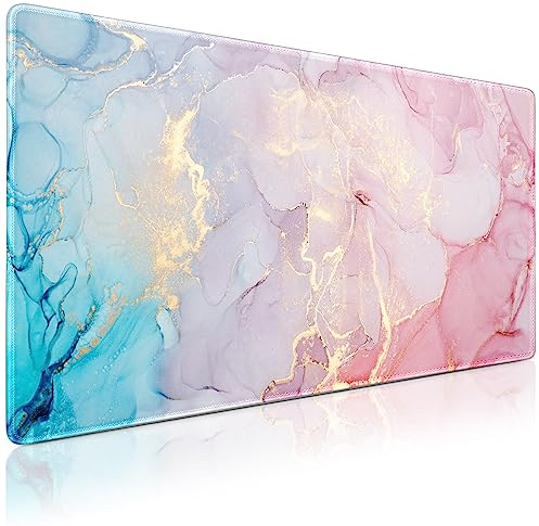 Acezeek Large Mouse Mat,Gaming Mouse Pad,900X400mm(35.4X15.7in) XXL Mousepad,Desk Protector Mat with Anti-Slip Base,Waterproof&Durable Mousemat for Gaming,Office,Home(Pink Blue)