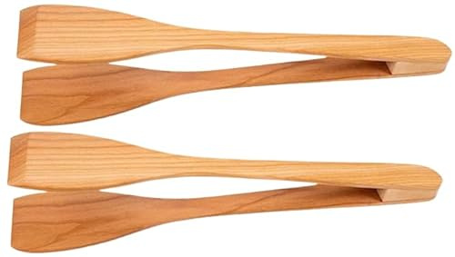 teemando® 2 pinze eleganti e pinze da portata in legno di ciliegio, 30 cm, insalata e antipasti afferrano in modo sicuro con la robusta pinza in legno