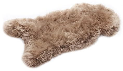 Peau d'agneau - Cappuccino - Douce - En peau de mouton véritable - Tapis de salon - Moelleux - Décoration de chambre à coucher - Peau naturelle - 110-120 cm