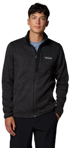 Columbia Men's Sweater Weather Full Zip, Full Zip Fleece Jacket, Black Heather, Medium