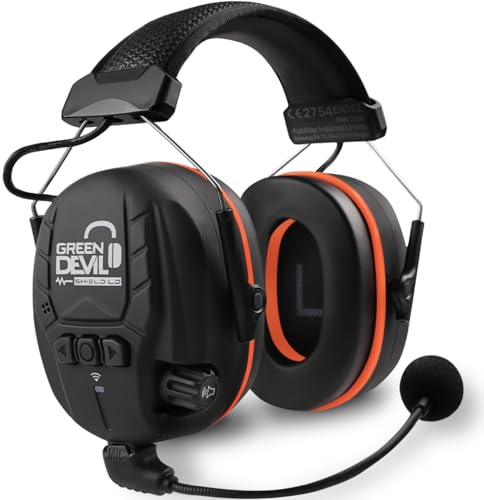 GREEN DEVIL Shield LD Aktiver Gehörschutz - elektronischer Gehörschützer mit Bluetooth 5.3 Technologie Integriertes Mikrofon EN352-konforme SNR 32dB für Mähen und Lärmintensive