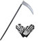 HAICN 2Pieces Grim Reaper Costume Set Grim Reaper's Scythe and Skeleton Gloves Halloween Sickle Weapon Prop for Family Party Halloween Party Masquerade