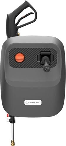 Giraffe Tools Wall Mounted Pressure Washer, Max 2200 PSI, Electric Water Pressure Cleaner with 20M Retractable Hose, 500 ML Foam Cannon, 4 Quick-Connect Nozzles for Cars/Patios