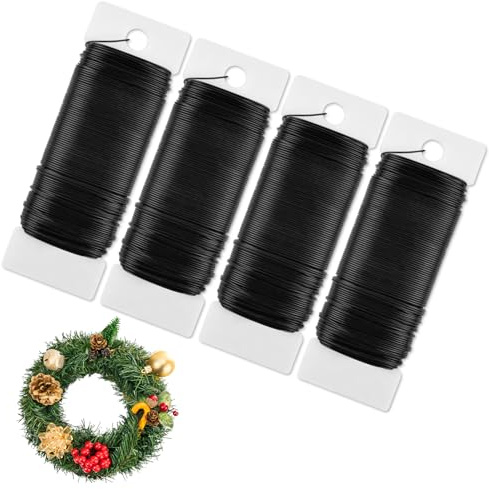 AUAUY 4pcs Fil Floral en Fer pour Bricolage, 0,7mm x 35m de Fil Artisanal
