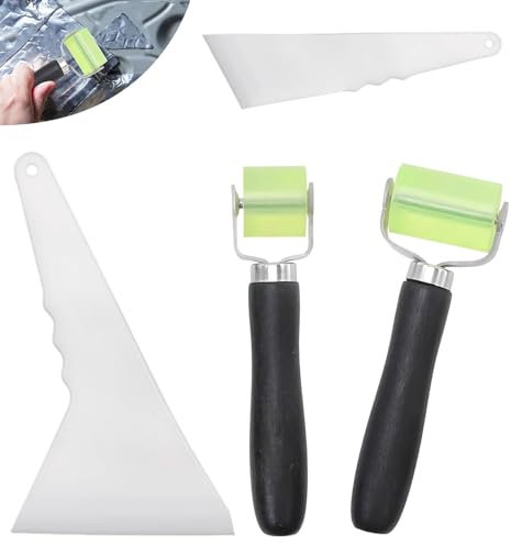 Vyanveo 2 Piezas Rodillo de Presión de Silicona 30mm y 50mm Rodillo Presionador Rodillo de Goma con 2 Rasquetas para Aislamiento Térmico Soldar Lonas de PVC