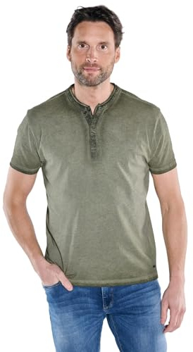 engbers Herren Herren Henley-Shirt Uni, Khaki, 38645, Khaki in Größe L