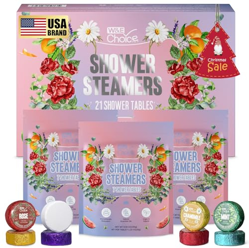 W&E Choice Shower Steamers Aromatherapy 21 Pack- Shower Bombs with Natural Essential Oils for Daily Relaxation & Stress Relief, Birthday/Christmas Gifts for Women, Mom, Wife
