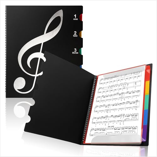 Carpetas para Partituras, Carpeta de Música A4 Impermeable Cuaderno de Almacenamiento de Música con 20 Compartimentos/40 Páginas Carpeta de Hojas Musicales para una Partitura Musical, Pinturas, Fotos