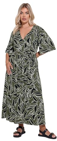 Yours Curve Green Leaf Wrap Maxi Dress - Women's - Plus Size Curve