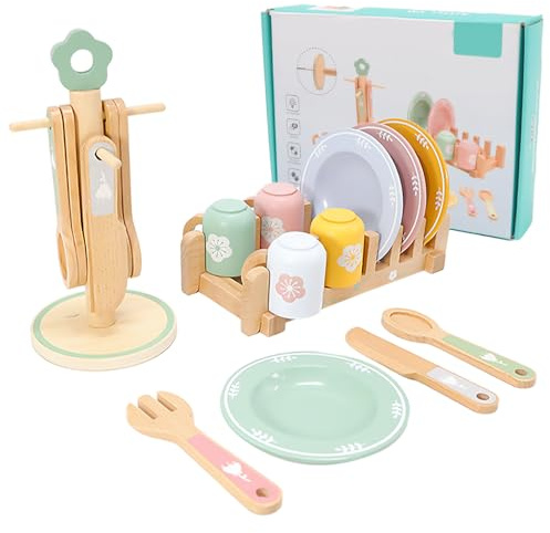 Accessori Cucina Bambini in Legno, Set Cucina Bambini, Pentoline Giocattolo Bambina, Giochi Cucina per Giochi Gioco di Ruolo