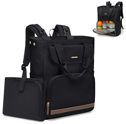 GOLF SUPAGS 25L Sac a Langer Bebe avec Matelas à Langer Portable et Sangles pour Poussette, Sac a Dos Isotherme, Sac à Dos à Langer Maternité, pour Maman ou Papa (Noir)