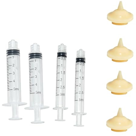 4 Pcs Kitten Bottle Feeder,Silicone Pet Feeding Syringe Puppy Bottles | 4 Nipple Small Animal Milk Feeders with Accurate Scale Feed Accessories Chew Resistant Reusable for Home Shop Dog Cat