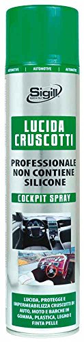 Sigill - Lucida Cruscotti, Bombola 600 ml, Lucidante Professionale Senza Silicone, Deterge e Impermeabilizza, Per Cruscotti Auto, Moto, Barche, Sedili, Legno e Finta Pelle